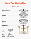Chafing Dish 5Qt 4 Pack Stainless Steel Buffet Warmer Server Catering