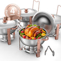 VEVOR Chafing Dish 5Qt 4 Pack Stainless Steel Catering Warmer Server