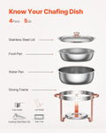 VEVOR Chafing Dish 5Qt 4 Pack Stainless Steel Catering Warmer Server