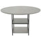 Round Dining Table 47in Wood Grey 4-6 Seat Metal Legs Storage Shelf