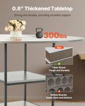 Round Dining Table 47in Wood Grey 4-6 Seat Metal Legs Storage Shelf