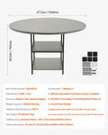 Round Dining Table 47in Wood Grey 4-6 Seat Metal Legs Storage Shelf