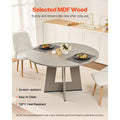 Round Dining Table, 47 inch Wood Table for 4-6 Person, Farmhouse Circle Dinner Furniture, Rustic Leisure Tables with Thick Wooden Legs, for Home Kitchen Living Room, Grey (Only Table)