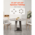Round Dining Table, 47 inch Wood Table for 4-6 Person, Farmhouse Circle Dinner Furniture, Rustic Leisure Tables with Thick Wooden Legs, for Home Kitchen Living Room, Grey (Only Table)