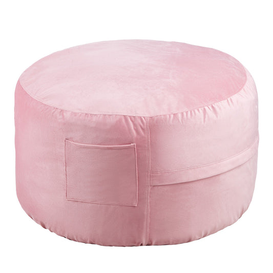 Round Bean Bag Chair 91cm Pink Velvet Removable Cover