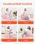 Round Bean Bag Chair 91cm Pink Velvet Removable Cover