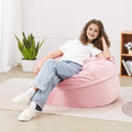 Round Bean Bag Chair 91cm Pink Velvet Removable Cover