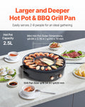 Hot Pot Grill 1800W 2-in-1 Electric Smokeless Non-Stick Cooker