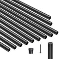 Staircase Balusters 51 Pack, 660 mm Aluminum Stair Balusters, 19 mm Water-Proof Round Metal Spindle Railing, Hollow Deck Railing with Rail Caps & Screws for Stairs, Porch, Patio, Fence, Black