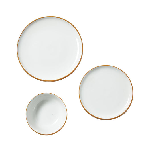 18 PCS Dinnerware Set Ceramic Plates and Bowls Sets Service for 6 White
