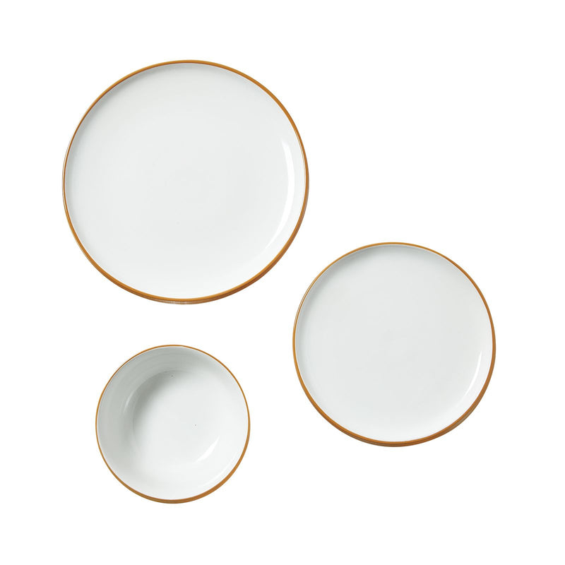 18 PCS Dinnerware Set Ceramic Plates and Bowls Sets Service for 6 White