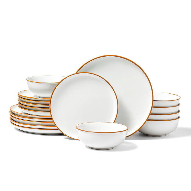 Ceramic Dinnerware Set 18 Piece White Service for 6 Plates Bowls