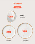 Ceramic Dinnerware Set 18 Piece White Service for 6 Plates Bowls