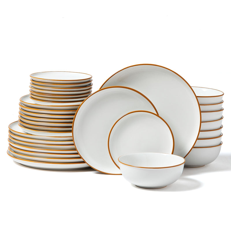 32 Piece Dinnerware Set Ceramic Plates Bowls Service for 8 White