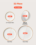 32 Piece Dinnerware Set Ceramic Plates Bowls Service for 8 White