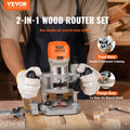 Wood Router 1.25HP 800W Plunge Fixed Base 30000RPM 6 Speed