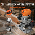 Wood Router 1.25HP 800W Plunge Fixed Base 30000RPM 6 Speed