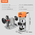 Wood Router 1.25HP 800W Plunge Fixed Base 30000RPM 6 Speed
