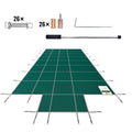Safety Pool Cover 18x36ft Green Mesh Inground w/ End Steps