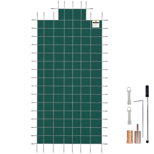 Artiss 20x40ft Rectangle Inground Pool Safety Cover Green Mesh Steps