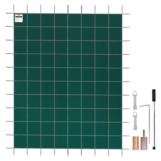 Artiss 20x40ft Rectangle Inground Pool Safety Cover Green Mesh Solid