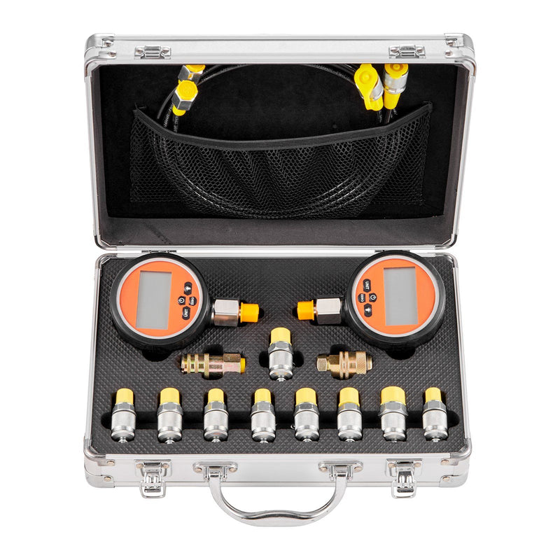 Digital Hydraulic Pressure Test Kit 700 Bar 2 Gauges 9 Couplings