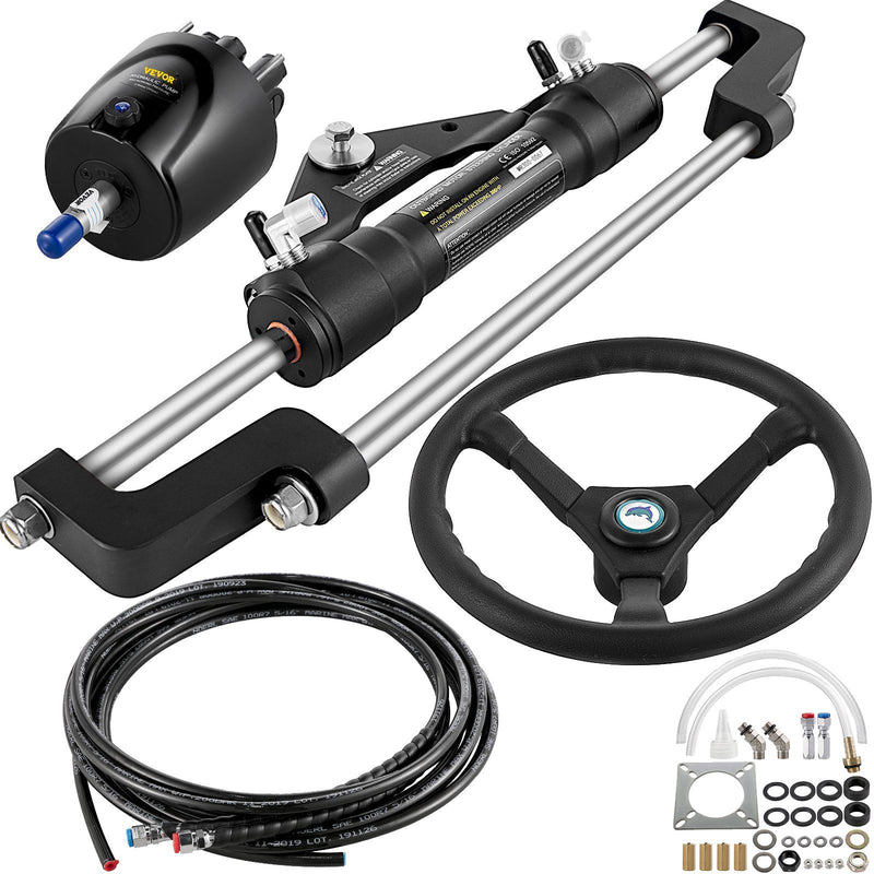 Hydraulic Boat Steering Kit 300HP Helm Pump Cylinder Wheel 24ft