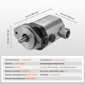 Hydraulic Log Splitter Pump, 22GPM, 2 Stage 4000PSI Wood Log Splitter Pump, 1'' Inlet 3/4'' NPT Outlet 3600 RPM Aluminum Hydraulic Gear Pump, for Small Engine Mounting Log Splitters Snowplow