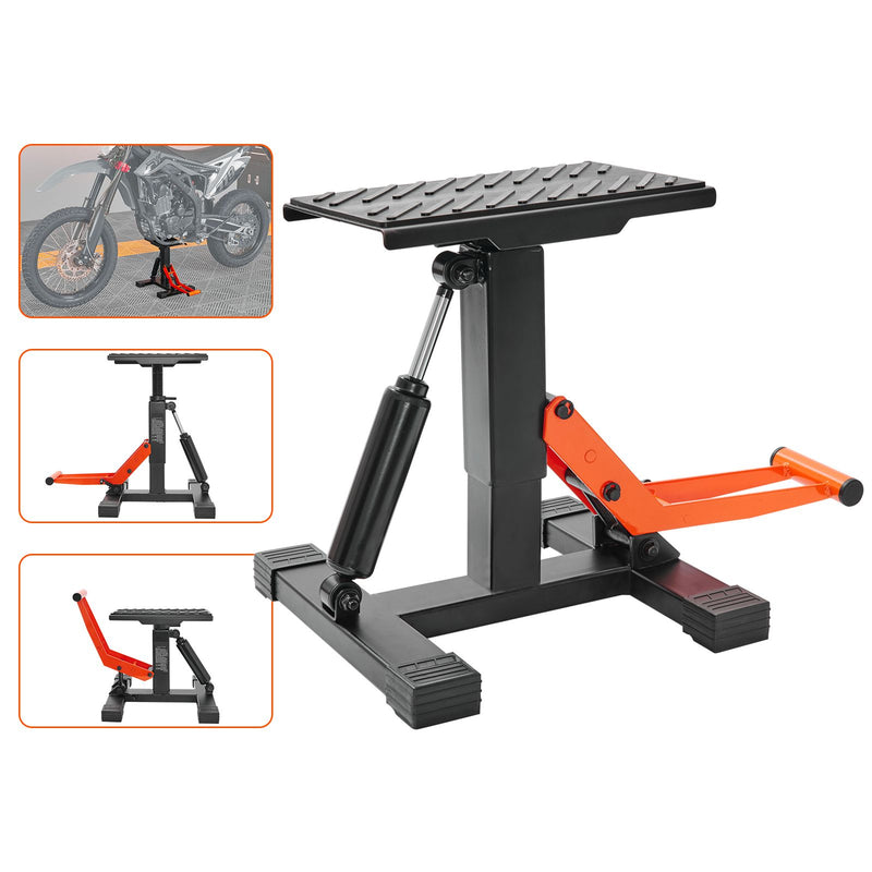 Dirt Bike Lift Stand, Motorcycle Jack Lift Stand 440 lbs Capacity and Hydraulic Lift Operation, Adjustable Height Hoist Table, for Dirt Pit Bike Repair, Maintenance, Dirt Bike Accessories