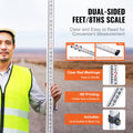 Aluminum Grade Rod, 9-Feet/8ths 3 Sections Telescopic Measuring Rod, Double-Sided Scale 1/8in Leveling Rod Stick,Aluminum Alloy Survey Rod with Bubble Level &Carrying Bag for Houses,Walls,Floors