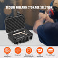 Hard Pistol Cases with Pre-cut PU Foam, Waterproof & Dustproof Hard Gun Case for 1 Pistol, 12.59×9.01×4.4 in Lockable Pistol Case, Black