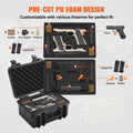 Hard Pistol Case 2 Gun Lockable Waterproof 14.1x11.5x7.6in Black