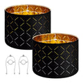 Drum Lamp Shade 2 Set 33cm Black Diamond Harp Table Floor Pendant