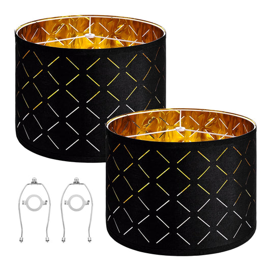 Drum Lamp Shade 2 Set 33cm Black Diamond Harp Table Floor Pendant