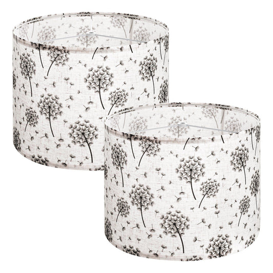 Drum Lampshade 2 Set 33cm Linen Light Dandelion Pattern Table Floor