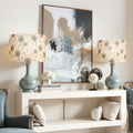 Drum Lampshade 2 Set 33cm Linen Light Dandelion Pattern Table Floor