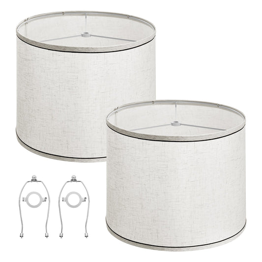 Lamp Shade 2 Set 29cm Spider Fitter Medium Linen Black Edge
