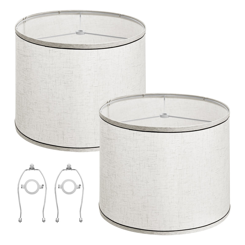 Lamp Shade 2 Set 29cm Spider Fitter Medium Linen Black Edge