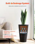 Tall Planter Set 2 59cm Round Tapered Black Plastic Pots Drainage