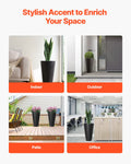 Tall Planter Set 2 59cm Round Tapered Black Plastic Pots Drainage
