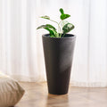 Tall Planter Set 2 59cm Round Tapered Black Plastic Pots Drainage