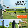 VEVOR Badminton Net Set Portable 4 Rackets 3 Shuttlecocks Carrying Bag