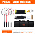 VEVOR Badminton Net Set Portable 4 Rackets 3 Shuttlecocks Carrying Bag