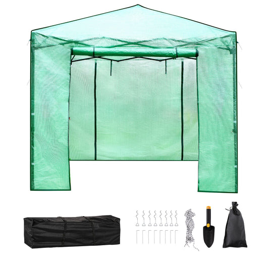 12\'x 8\'x 8\' Pop-Up Greenhouse, Set Up in Minutes, Portable Greenhouse with Doors & Windows. High Strength PE Cover & Powder-Coated Steel Construction