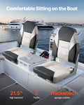 Folding Boat Seat High Back Waterproof PVC Leather Cushion Grey
