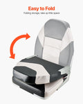 Folding Boat Seat High Back Waterproof PVC Leather Cushion Grey