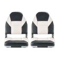 Folding Boat Seat High Back Waterproof PVC Leather Cushion Grey