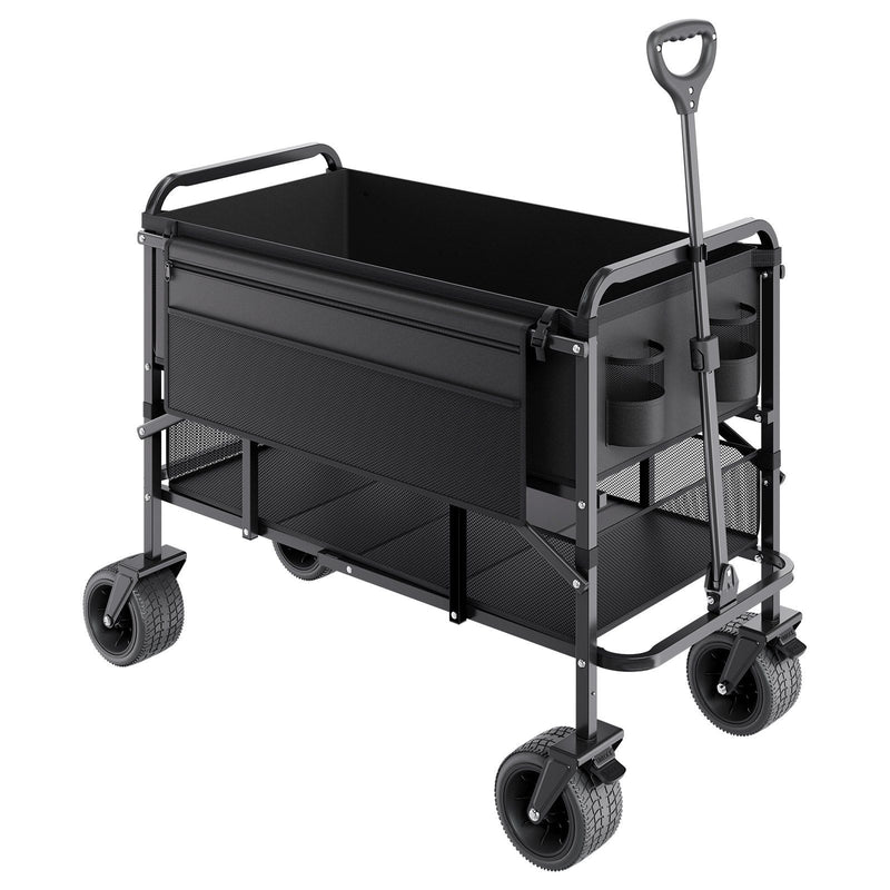 Double Decker Folding Wagon 400L Heavy Duty All-Terrain Wheels 450kg