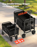 Double Decker Folding Wagon 400L Heavy Duty All-Terrain Wheels 450kg
