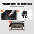Collapsible Folding Wagon 220lbs Capacity All-Terrain Wheels Drink Holders